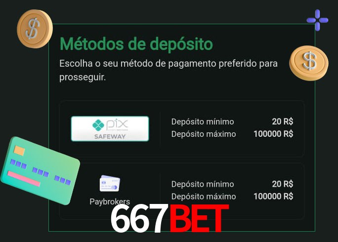 O cassino 667Bet oferece uma grande variedade de métodos de pagamento